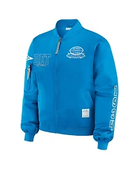 Wear by Erin Andrews Women's Blue Detroit Lions Patch Full-Zip Bomber Jacket