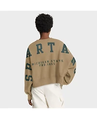 Nike Women's Tan Michigan State Spartans Oversized Phoenix 2-Hit Pullover Sweatshirt
