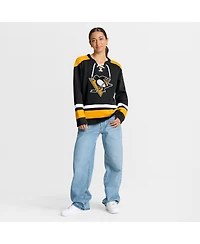 Fanatics Women's Black/Yellow Pittsburgh Penguins Icing Long Sleeve Lace Up Sweatshirt