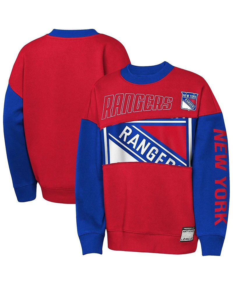 Outerstuff Big Boys and Girls Red/Blue New York Rangers Impact Player Sweatshirt