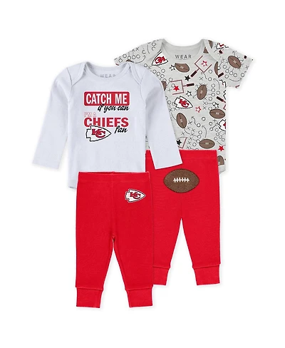 Wear by Erin Andrews Baby Boys and Girls Newborn 3-Piece Kansas City Chiefs Turn Me Around Bodysuits Pant Set