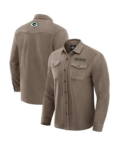Darius Rucker Collection by Fanatics Men's Tan Green Bay Packers Polar Fleece Cozy Button-Up Shirt