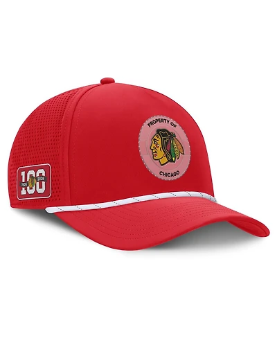 Fanatics Men's Red Chicago Blackhawks Centennial Pinched Front Adjustable Hat
