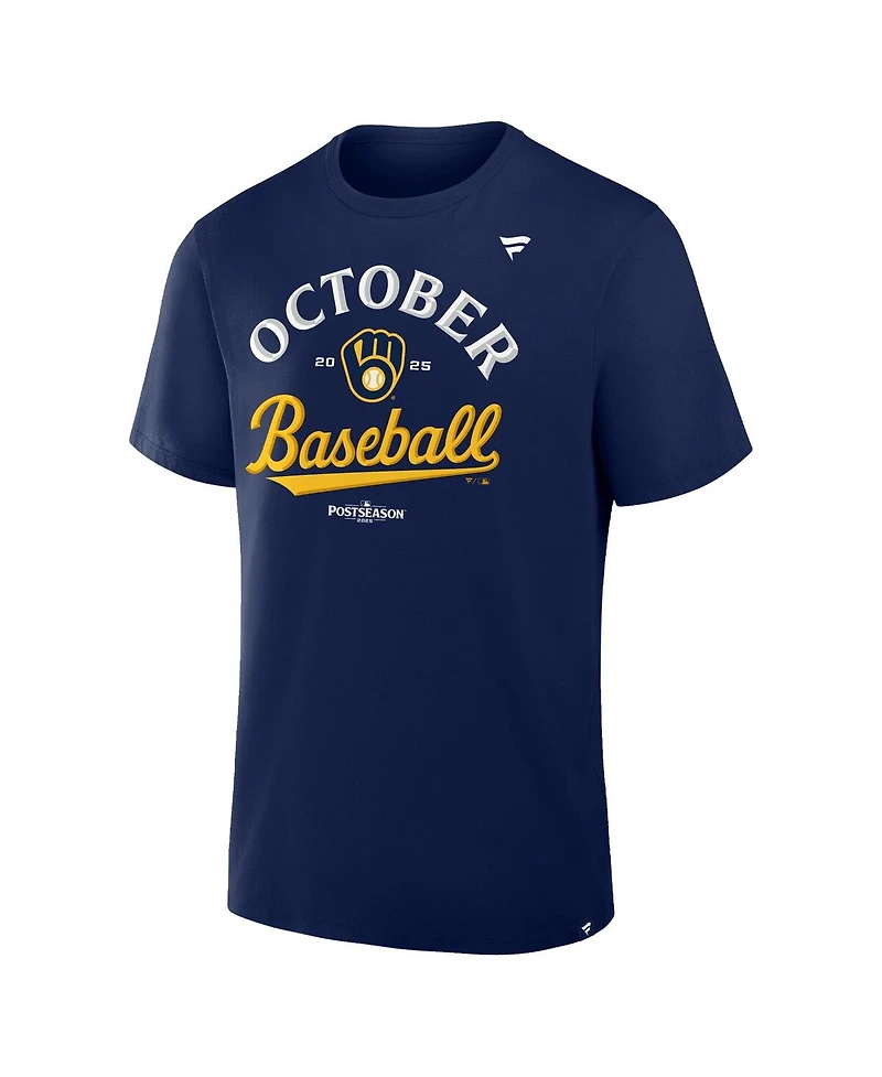 Fanatics Men's Navy Milwaukee Brewers 2025 Mlb Postseason Locker Room T-Shirt