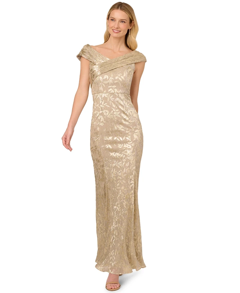 Adrianna Papell Women's Off The Shoulder Long Dress