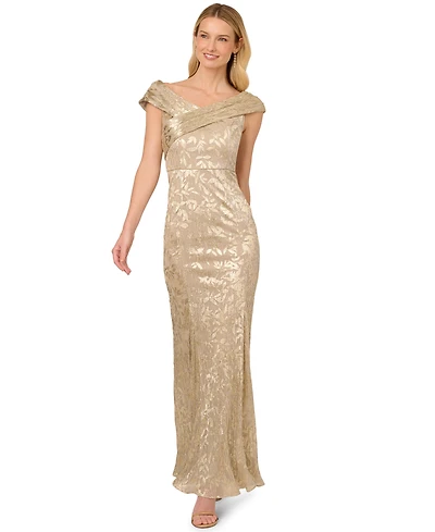 Adrianna Papell Women's Off The Shoulder Long Dress