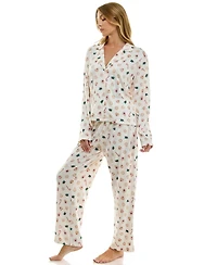 Sincerely Jules Women's Long Sleeve Top and Bottom 2-Piece Notch Collar Set