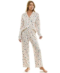 Sincerely Jules Women's Long Sleeve Top and Bottom 2-Piece Notch Collar Set