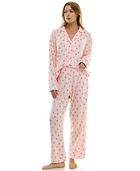 Sincerely Jules Women's Long Sleeve Top and Bottom 2-Piece Notch Collar Set