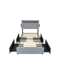 Streamdale Furniture Twin Bed Frame with Usb Charging, Led Lights, Headboard, & Storage Drawers