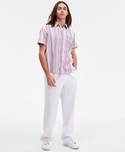Sun + Stone Men's Linen Blend Straight Leg Pants, Macy's Exclusive