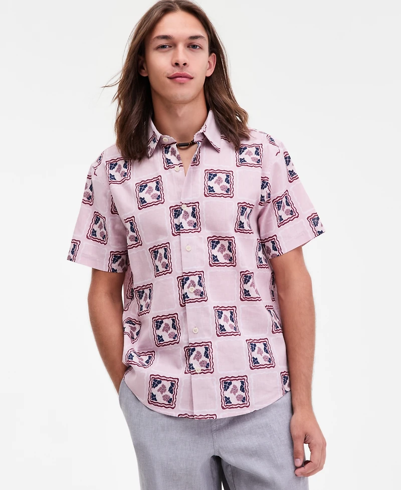 Sun + Stone Men's Short Sleeve Mosaic Print Button-Front Shirt, Macy's Exclusive