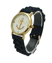 Navy Anchor Emblem Silicone Band Watch