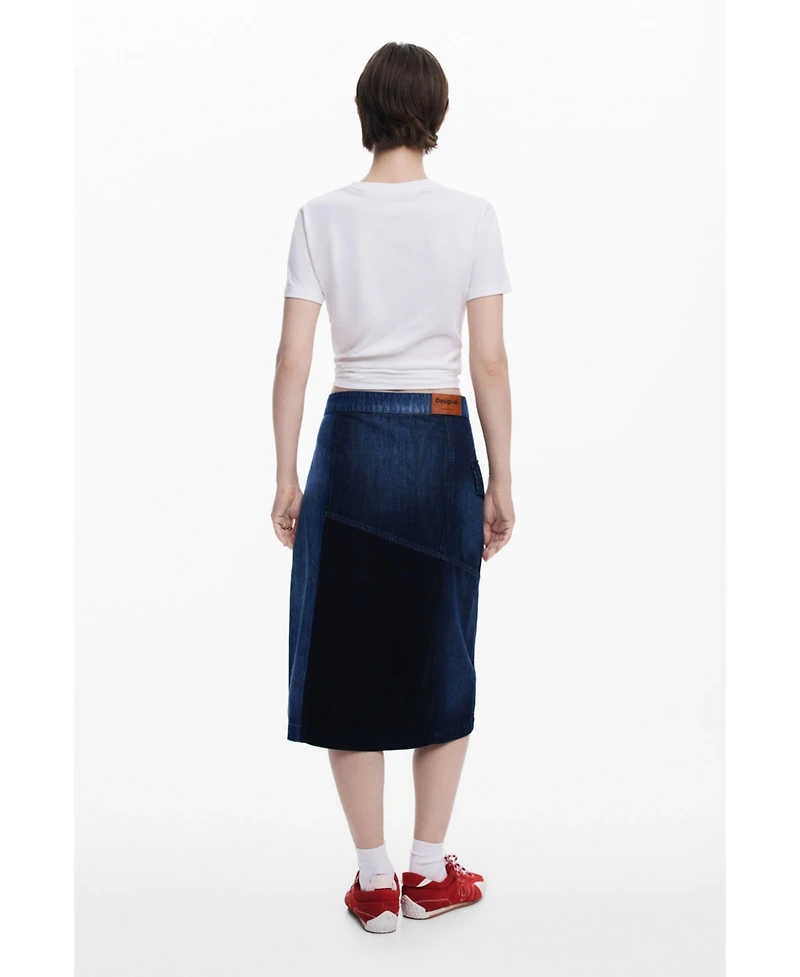 Desigual Women's Crossed denim midi skirt