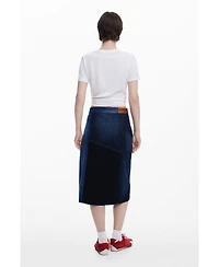 Desigual Women's Crossed denim midi skirt
