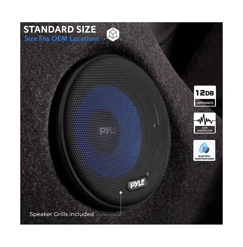 Pyle 6.5'' Two-Way Component Speaker System, 360W, 4 Ohm, Blue (Pair)