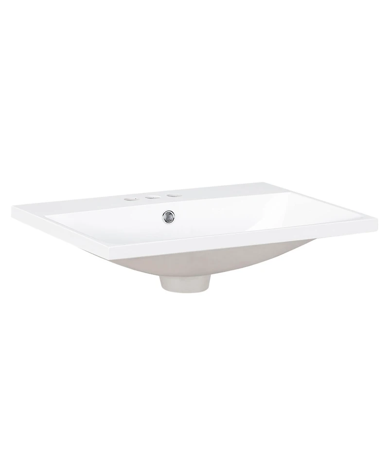 Casainc 24" Bathroom Vanity Top Only with Basin, 3-Faucet Holes, 4" Faucet Compatible, Ceramic