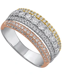 Macy's Diamond Band Ring (1 ct. t.w.) in 14K White, Yellow and Rose Gold