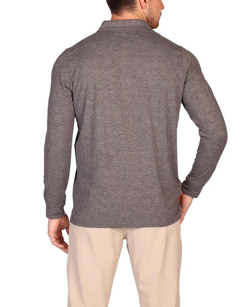 Tailorbyrd Men's Brushed Melange Super Soft Long Sleeve Polo