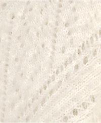 Lands' End Women's Eyelash Fuzzy Pointelle Puff Sleeve Sweater