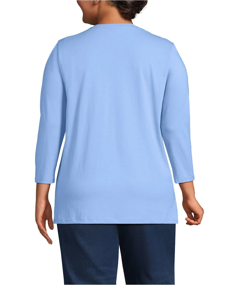 Lands' End Plus 3/4 Sleeve Cotton Supima Tunic