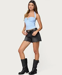 Edikted Women's Caitie Striped Buckle Halter Top