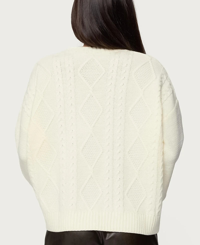 Edikted Women's Braided Cable Knit Oversized Sweater