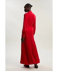 Karen Millen Jersey Ponte Georgette Mix Midi Dress