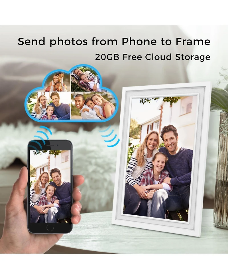 10in Cloud Frame- Easy Photo Share App- 20GB Cloud Storage, Auto-Rotate