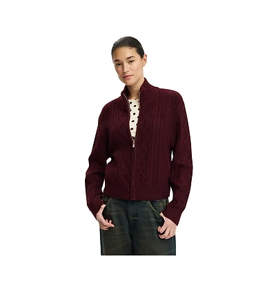 Cotton On Women's Cable Knit Bomber
