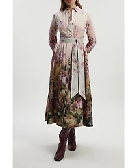 Karen Millen Women's Floral Long Sleeve Woven Maxi Dress