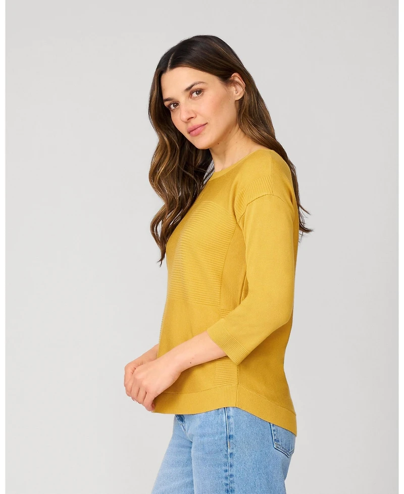 Cable & Gauge Block Rib Stitch Midweight Tunic Sweater