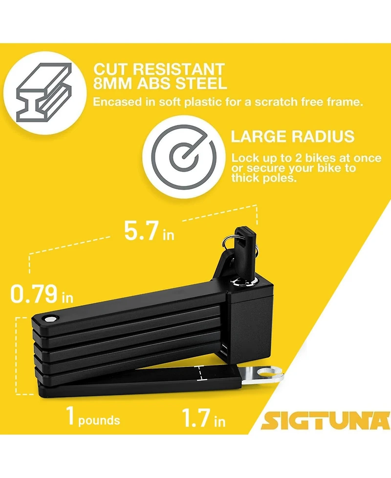 Sigtuna Folding Bike Lock Heavy Duty Bicycle Lock with Mount and Anti Scratch