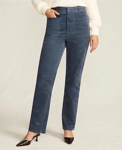 Lands' End Women's Tall Corduroy High Rise Rail Straight Leg Pants