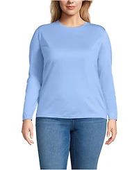 Lands' End Plus Relaxed Supima Cotton Long Sleeve Crew Neck T-Shirt