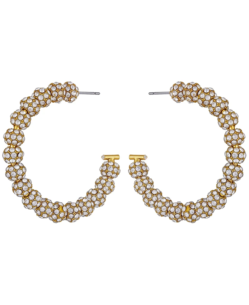 Guess Rhinestones Beaded C-Hoop Earrings (also Silver-Tone)