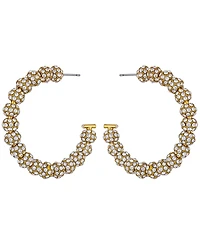 Guess Rhinestones Beaded C-Hoop Earrings (also Silver-Tone)