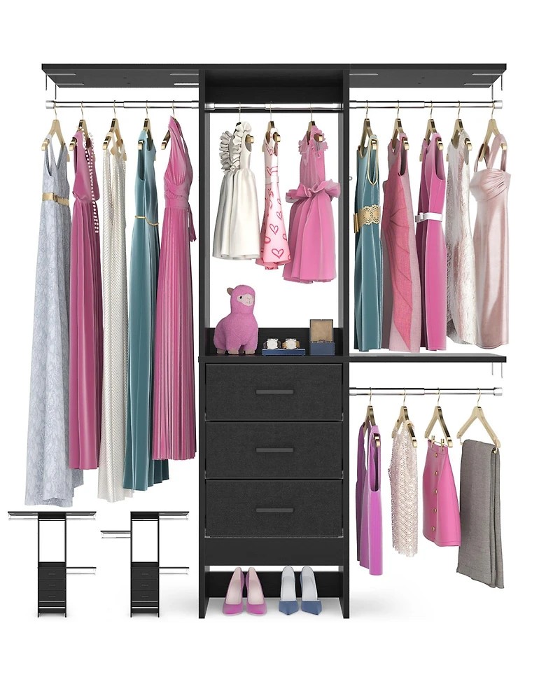 Aheaplus 4FT Small Closet Organizer with Fabric Drawers