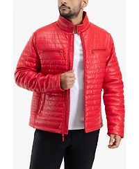 Xray Men's Pu Quilted Jacket With Faux Shearling Lining