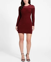 Guess Women's Rowena Long Sleeve Rib Chenille Dress