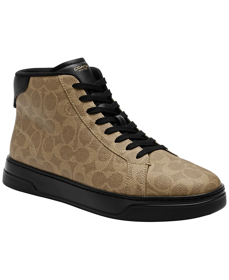 Coach Men's High Line High-Top Signature Canvas Round Toe Sneakers