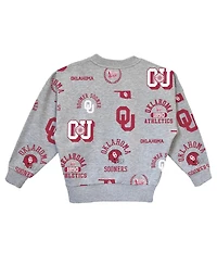Gameday Couture Big Girls Gray Oklahoma Sooners Always on Repeat Pullover Sweatshirt