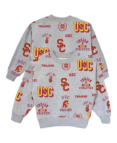 Gameday Couture Big Girls Gray Usc Trojans Always on Repeat Pullover Sweatshirt