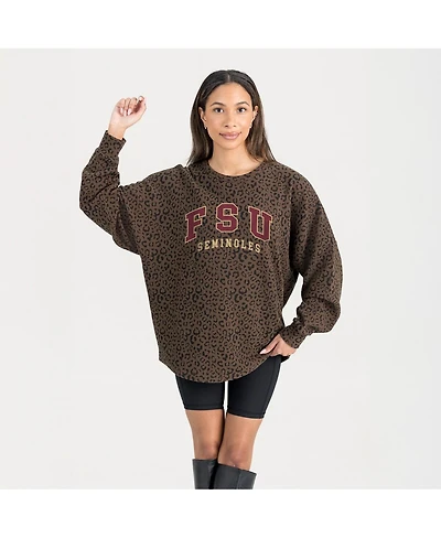 Gameday Couture Women's Brown Florida State Seminoles Leopard Oversized Sweatshirt