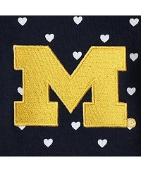 Two Feet Ahead Baby Girls Navy Michigan Wolverines Hearts Bodysuit and Headband Set