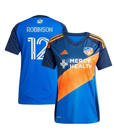 Adidas Women's Miles Robinson Blue Fc Cincinnati 2025 Orange and Legacy Kit Replica Player Jersey