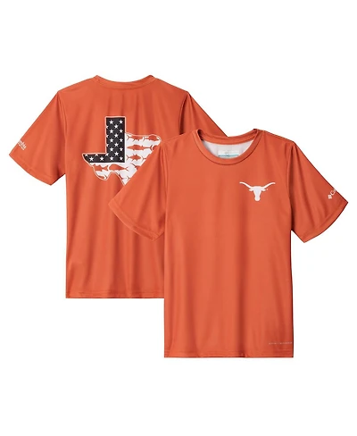 Columbia Big Boys and Girls Texas Orange Texas Longhorns Terminal Tackle Omni-Shade T-Shirt