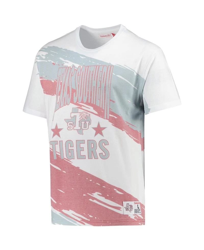 Mitchell & Ness Men's White Texas Southern Tigers Paintbrush Sublimated T-Shirt