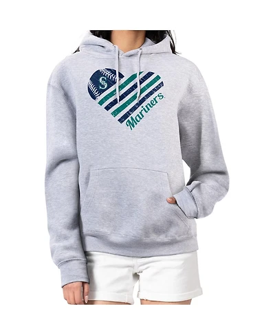 G-iii 4Her by Carl Banks Women's Heather Gray Seattle Mariners Heart Fleece Pullover Hoodie