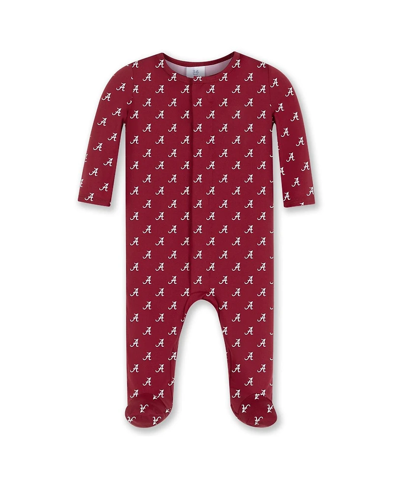 ZooZatz Baby Boys and Girls Crimson Alabama Tide Magnetic Closure Sleeper